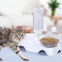 Дозатор за вода за котки с купичка за храна 2 в 1