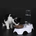 Дозатор за вода за котки с купичка за храна 2 в 1