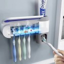 UV стерилизатор за четки за зъби 3 в 1, Поставка, Дозатор за паста