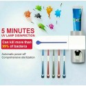 UV стерилизатор за четки за зъби 3 в 1, Поставка, Дозатор за паста