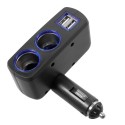 Разклонител на запалка, 2 гнезда за запалка и 2 броя USB за зареждане, Изходен ток 5