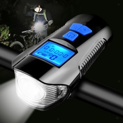 3в1 USB презареждаем, акумулаторен, компютър, фар за колело с клаксон, километраж и светлини за велосипед