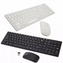 Комплект безжична клавиатура и мишка Wireless keyboard, Силиконово покритие, Черно и бяло