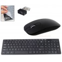 Комплект безжична клавиатура и мишка Wireless keyboard, Силиконово покритие, Черно и бяло