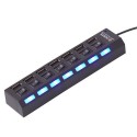 USB HUB РАЗКЛОНИТЕЛ СЪС 7 ПОРТА И ИНДИВИДУАЛНИ КЛЮЧОВЕ, ДО 480MBPS