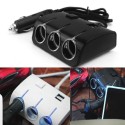 МОЩЕН 120W РАЗКЛОНИТЕЛ ЗА КОЛА С 3 ГНЕЗДА ЗА ЗАПАЛКА И 2 USB ВХОДА
