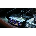 МОЩЕН 120W РАЗКЛОНИТЕЛ ЗА КОЛА С 3 ГНЕЗДА ЗА ЗАПАЛКА И 2 USB ВХОДА