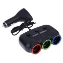 Мощен троен разклонител за запалка с USB и волтметър ,12/24V
