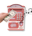 Детска касичка ATM Bank със сейф, парола и пръстов отпечатък, розова