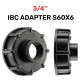 Капачка-Преходник за Бидон 1000 л (IBC) – Редукция S60x6 към 3/4" (Вътрешна Резба)