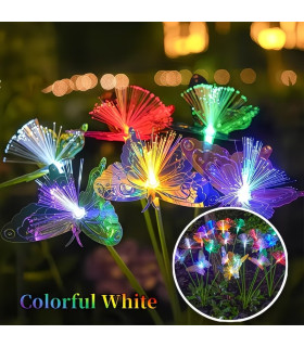 Цветни соларни лампи за градина с пеперуди – RGB LED декорация за двор