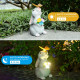Соларна градинска фигура Заек с LED осветление и цветя