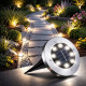 Соларна LED лампа за земя Disk Lights - 8 LED, топла жълта светлина, инокс