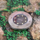 Соларна LED лампа за земя Disk Lights - 8 LED, топла жълта светлина, инокс