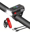 Мощен комплект LED светлини за велосипед T6 – фар и стоп с USB зареждане
