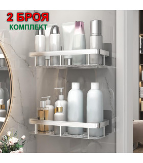 Комплект 2 етажерки за баня без пробиване