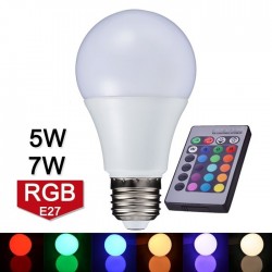 LED Крушка - 5W или 7W E27 A60 RGB С Дистанционно