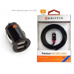 2в1 адаптер за запалка с 2бр USB + кабел "Griffin"