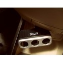 Троен разклонител за запалка твърдо рамо, зарядно с 2бр. USB и