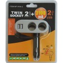 Разклонител за автомобилна запалка с две гнезда и 2 x USB ,модел 01002
