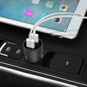 USB зарядно за кола + волтметър, кръгло
