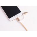2-в-1 кабел за зареждане USB-A+Type-C за iPhone, 18W, 1м. текстилен
