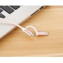 2-в-1 кабел за зареждане USB-A+Type-C за iPhone, 18W, 1м. текстилен