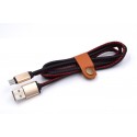 Луксозен, кожен USB кабел за зареждане на телефон, 1 м.