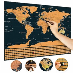 Уникален подарък за пътешественици, Скреч карта на света със знамената на държавите