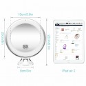 козметично огледало с 10-кратно увеличение, с LED осветление, с вакуумно закрепване